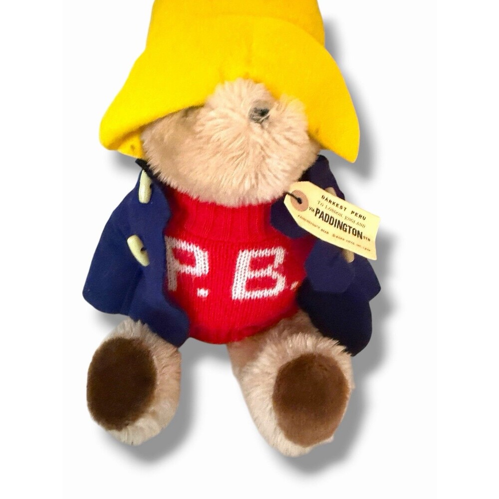 Vtg 1981 Paddington Bear Darkest Peru 10" Plush Red Sweater Blue Coat Tag